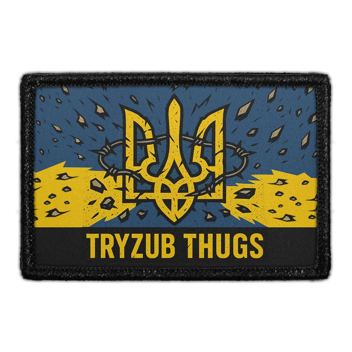 TRYZUB THUGS Meta Data - Crop Image Text - - Removable Patch - Pull Patch - Removable Patches For Authentic Flexfit and Snapback Hats