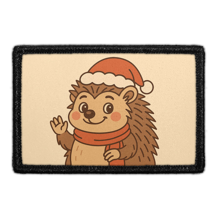 HEDGEHOG WITH SANTA HAT Meta Data - Crop Image Text - - Removable Patch - Pull Patch - Removable Patches For Authentic Flexfit and Snapback Hats
