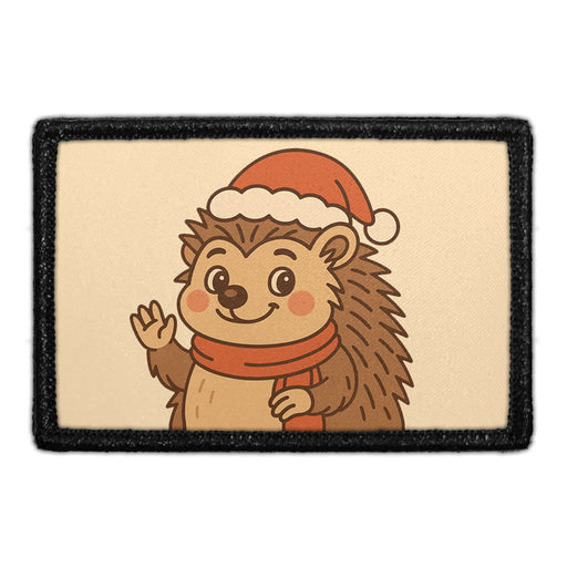HEDGEHOG WITH SANTA HAT Meta Data - Crop Image Text - - Removable Patch - Pull Patch - Removable Patches For Authentic Flexfit and Snapback Hats
