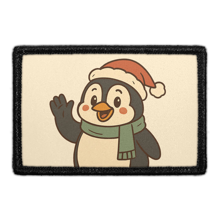 PENGUIN WITH SANTA HAT Meta Data - Crop Image Text - - Removable Patch - Pull Patch - Removable Patches For Authentic Flexfit and Snapback Hats