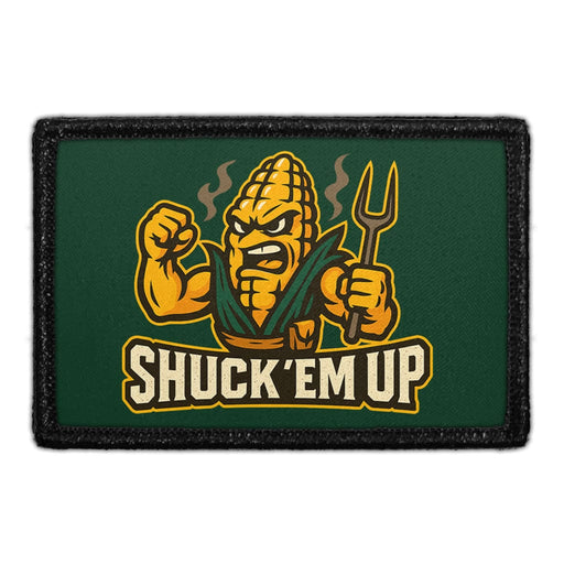 SHUCK ‘EM UP Meta Data - Crop Image Text - - Removable Patch - Pull Patch - Removable Patches For Authentic Flexfit and Snapback Hats