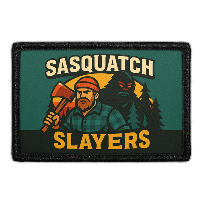 SASQUATCH SLAYERS Meta Data - Crop Image Text - - Removable Patch - Pull Patch - Removable Patches For Authentic Flexfit and Snapback Hats