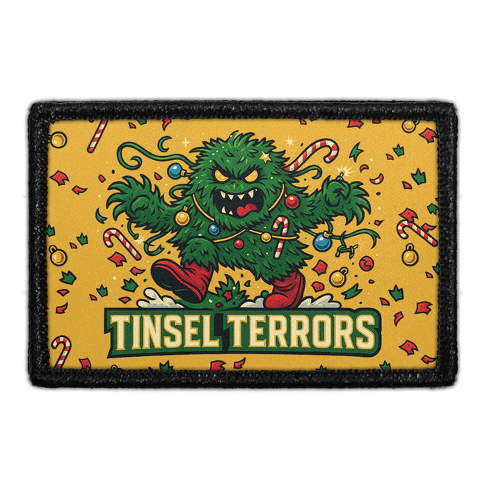 TINSEL TERRORS Meta Data - Crop Image Text - - Removable Patch - Pull Patch - Removable Patches For Authentic Flexfit and Snapback Hats