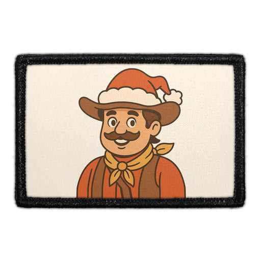 COWBOY WITH A SANTA HAT Meta Data - Crop Image Text - - Removable Patch - Pull Patch - Removable Patches For Authentic Flexfit and Snapback Hats