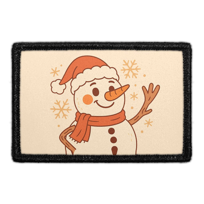 SNOWMAN WITH SANTA HAT Meta Data - Crop Image Text - - Removable Patch - Pull Patch - Removable Patches For Authentic Flexfit and Snapback Hats