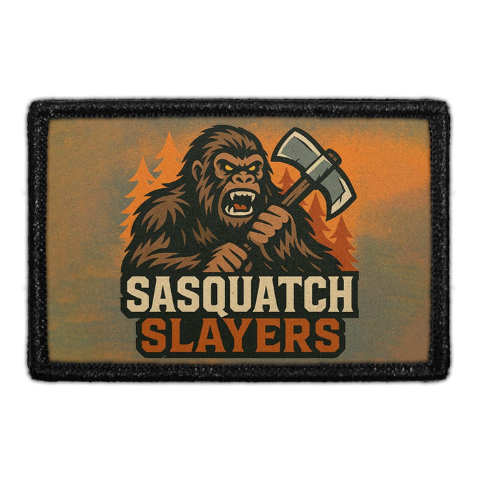 SASQUATCH SLAYERS Meta Data - Crop Image Text - - Removable Patch - Pull Patch - Removable Patches For Authentic Flexfit and Snapback Hats