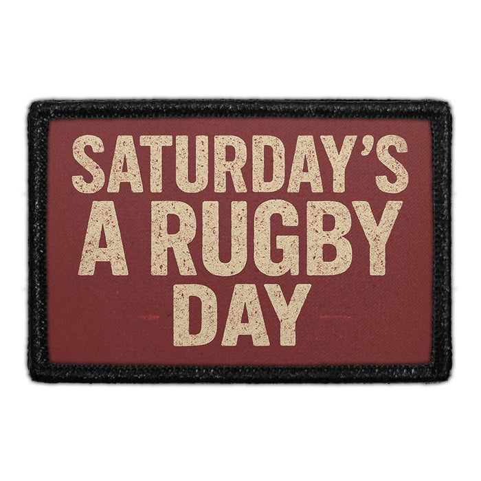 SATURDAY'S A RUGBY DAY  Meta Data - Crop Image Text - - Removable Patch - Pull Patch - Removable Patches For Authentic Flexfit and Snapback Hats