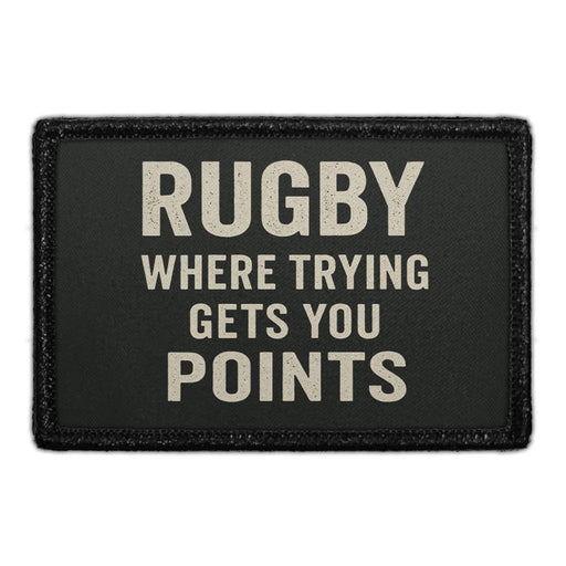 RUGBY - WHERE TRYING GETS YOU POINTS  Meta Data - Crop Image Text - - Removable Patch - Pull Patch - Removable Patches For Authentic Flexfit and Snapback Hats