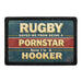 RUGBY SAVE ME FROM BEING A PORNSTAR. NOW I'M A HOOKER.  Meta Data - Crop Image Text - - Removable Patch - Pull Patch - Removable Patches For Authentic Flexfit and Snapback Hats