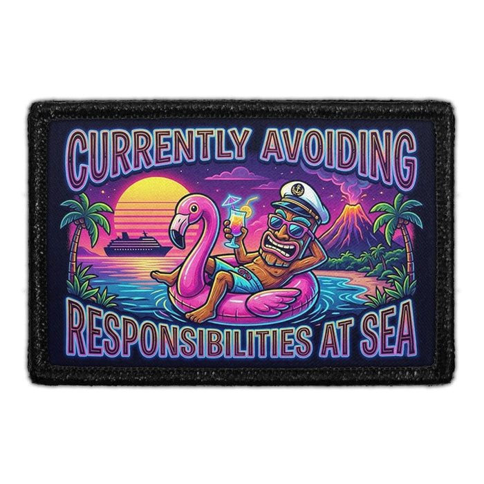 CURRENTLY AVOIDING RESPONSIBILITIES AT SEA  Meta Data - Crop Image Text - - Removable Patch - Pull Patch - Removable Patches For Authentic Flexfit and Snapback Hats