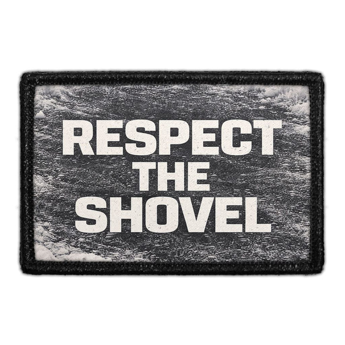 Respect the Shovel  Meta Data - Crop Image Text - - Removable Patch - Pull Patch - Removable Patches For Authentic Flexfit and Snapback Hats
