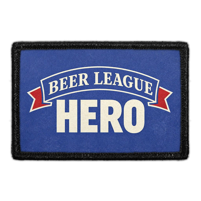 Beer League Hero  Meta Data - Crop Image Text - - Removable Patch - Pull Patch - Removable Patches For Authentic Flexfit and Snapback Hats