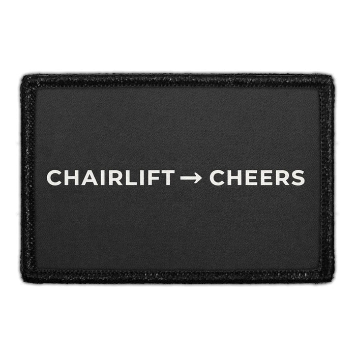 Chairlift to Cheers  Meta Data - Crop Image Text - - Removable Patch - Pull Patch - Removable Patches For Authentic Flexfit and Snapback Hats