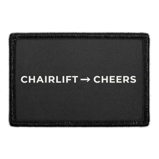Chairlift to Cheers  Meta Data - Crop Image Text - - Removable Patch - Pull Patch - Removable Patches For Authentic Flexfit and Snapback Hats