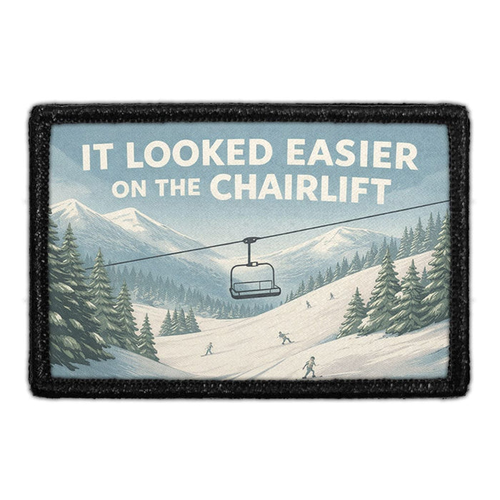 It Looked Easier on the Chairlift  Meta Data - Crop Image Text - - Removable Patch - Pull Patch - Removable Patches For Authentic Flexfit and Snapback Hats