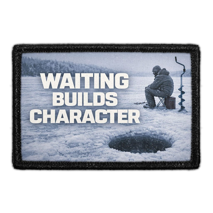 Waiting Builds Character  Meta Data - Crop Image Text - - Removable Patch - Pull Patch - Removable Patches For Authentic Flexfit and Snapback Hats