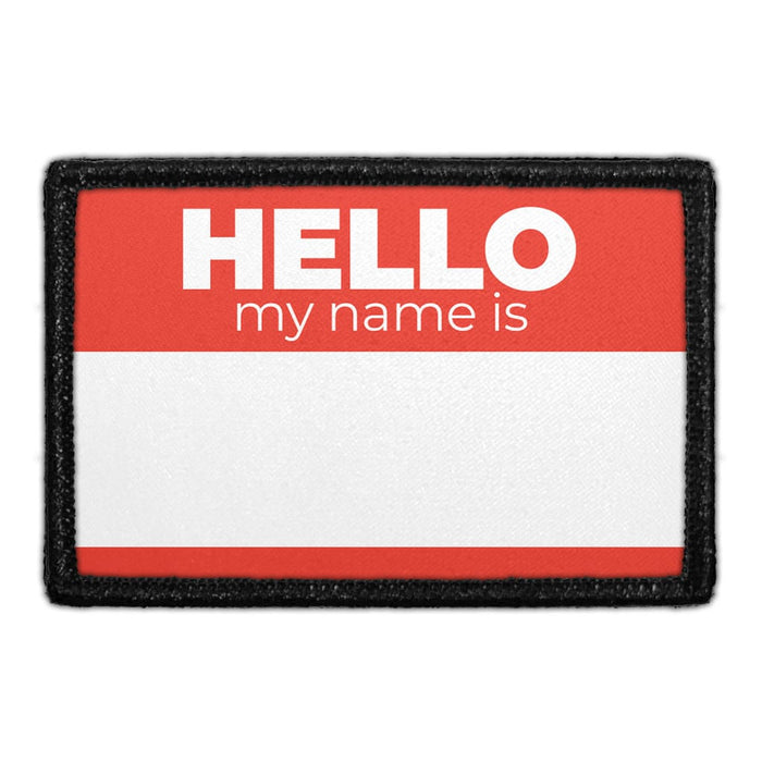 Hello My Name Is - Red - Patch - Pull Patch - Removable Patches For Authentic Flexfit and Snapback Hats