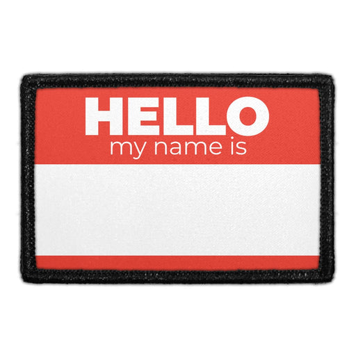 Hello My Name Is - Red - Patch - Pull Patch - Removable Patches For Authentic Flexfit and Snapback Hats