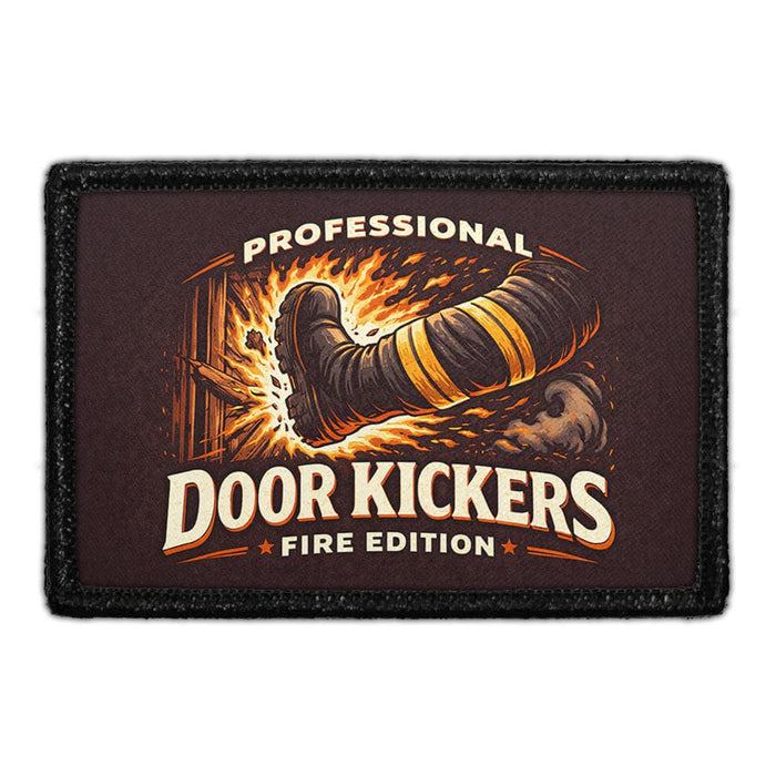 Professional Door Kickers - Fire Edition  Meta Data - Crop Image Text - - Removable Patch - Pull Patch - Removable Patches For Authentic Flexfit and Snapback Hats
