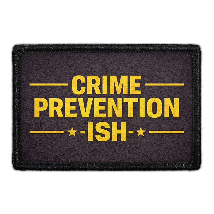 Crime Prevention-Ish   - Meta Data - Crop Image Text - - Removable Patch - Pull Patch - Removable Patches For Authentic Flexfit and Snapback Hats
