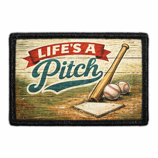 Life's A Pitch   - Meta Data - Crop Image Text - - Removable Patch - Pull Patch - Removable Patches For Authentic Flexfit and Snapback Hats