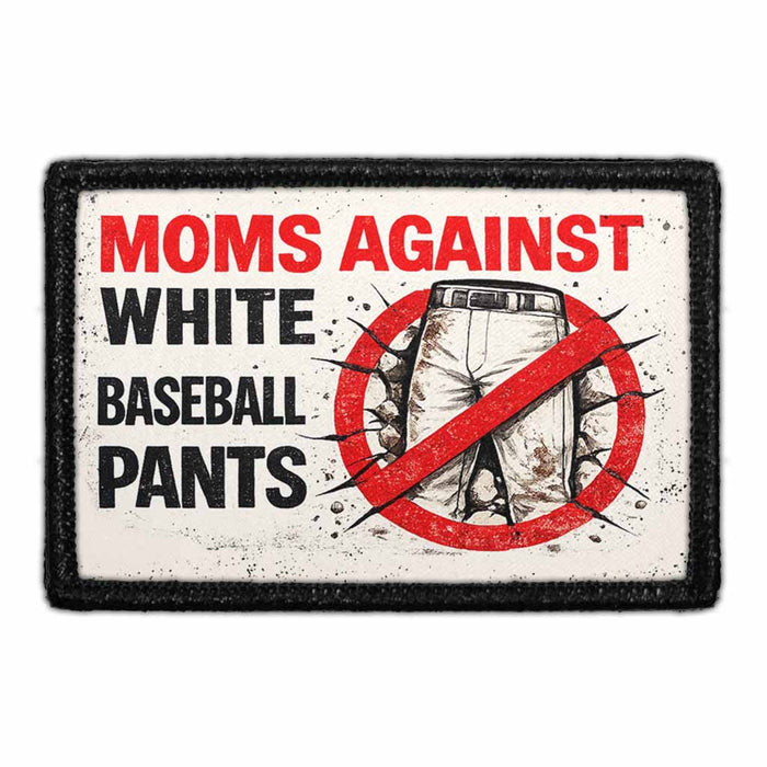 Moms Against White Baseball Pants   - Meta Data - Crop Image Text - - Removable Patch - Pull Patch - Removable Patches For Authentic Flexfit and Snapback Hats