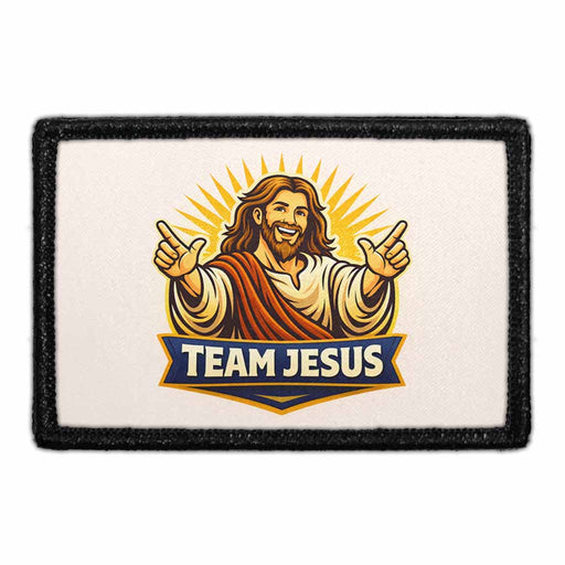 Team Jesus   - Meta Data - Crop Image Text - - Removable Patch - Pull Patch - Removable Patches For Authentic Flexfit and Snapback Hats
