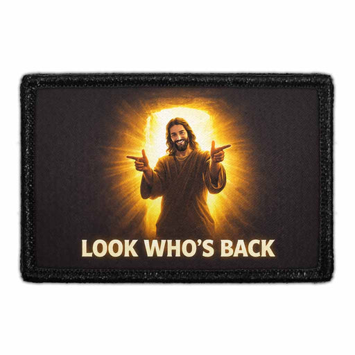 Look Who's Back   - Meta Data - Crop Image Text - - Removable Patch - Pull Patch - Removable Patches For Authentic Flexfit and Snapback Hats