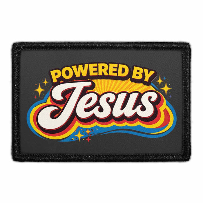 Powered By Jesus  - Meta Data - Crop Image Text - - Removable Patch - Pull Patch - Removable Patches For Authentic Flexfit and Snapback Hats