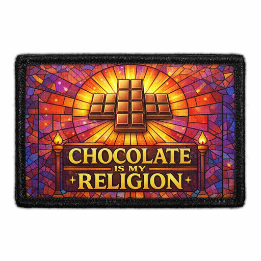 Chocolate Is My Religion   - Meta Data - Crop Image Text - - Removable Patch - Pull Patch - Removable Patches For Authentic Flexfit and Snapback Hats