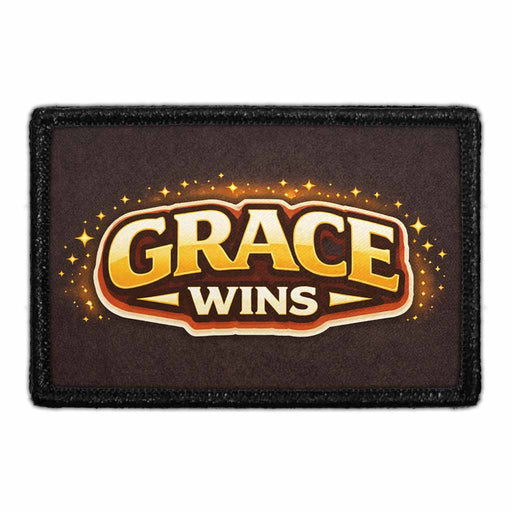 Grace Wins   - Meta Data - Crop Image Text - - Removable Patch - Pull Patch - Removable Patches For Authentic Flexfit and Snapback Hats