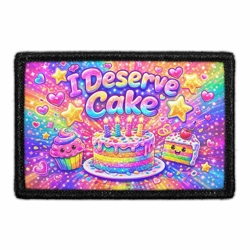 I Deserve Cake     - Meta Data - Crop Image Text - - Removable Patch - Pull Patch - Removable Patches For Authentic Flexfit and Snapback Hats