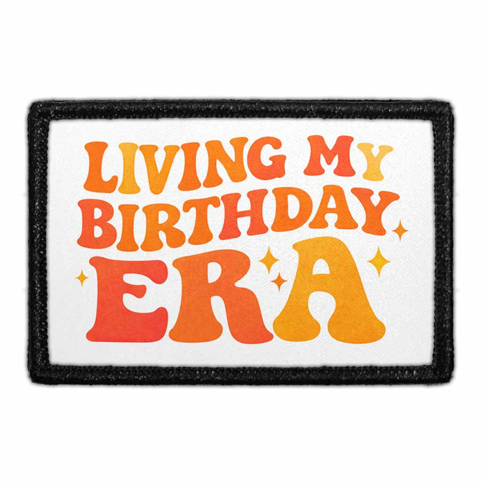 Living My Birthday Era     - Meta Data - Crop Image Text - - Removable Patch - Pull Patch - Removable Patches For Authentic Flexfit and Snapback Hats

