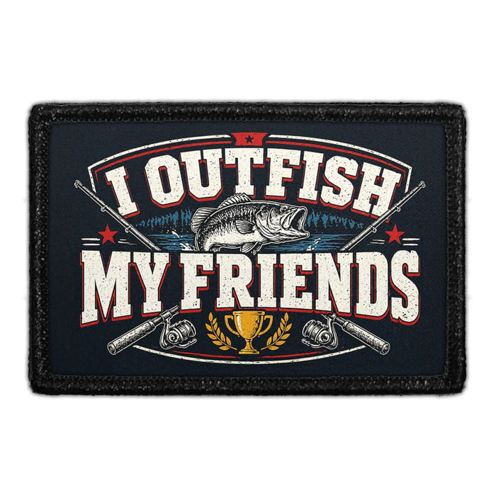 I Outfish My Friends  - Meta Data - Crop Image Text - - Removable Patch - Pull Patch - Removable Patches For Authentic Flexfit and Snapback Hats