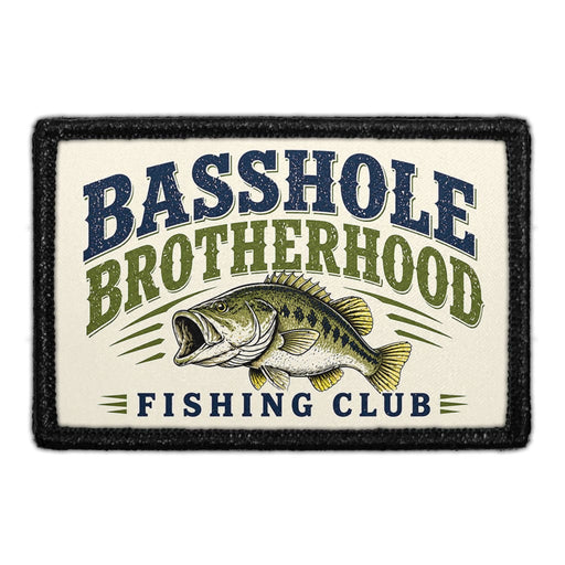 Basshole Brotherhood - Fishing Club  - Meta Data - Crop Image Text - - Removable Patch - Pull Patch - Removable Patches For Authentic Flexfit and Snapback Hats
