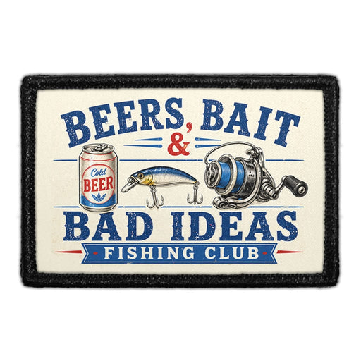 Beers, Bait & Bad Ideas - Fishing Club  - Meta Data - Crop Image Text - - Removable Patch - Pull Patch - Removable Patches For Authentic Flexfit and Snapback Hats