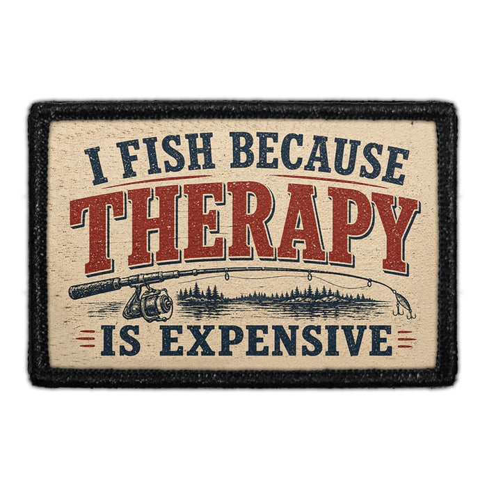 I Fish Because Therapy Is Expensive  - Meta Data - Crop Image Text - - Removable Patch - Pull Patch - Removable Patches For Authentic Flexfit and Snapback Hats