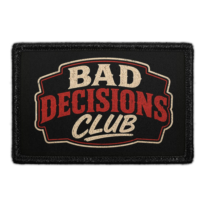 Bad Decisions Club  - Meta Data - Crop Image Text - - Removable Patch - Pull Patch - Removable Patches For Authentic Flexfit and Snapback Hats