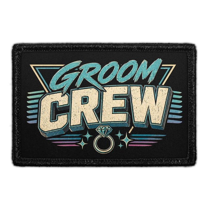 Groom Crew - Retro  - Meta Data - Crop Image Text - - Removable Patch - Pull Patch - Removable Patches For Authentic Flexfit and Snapback Hats