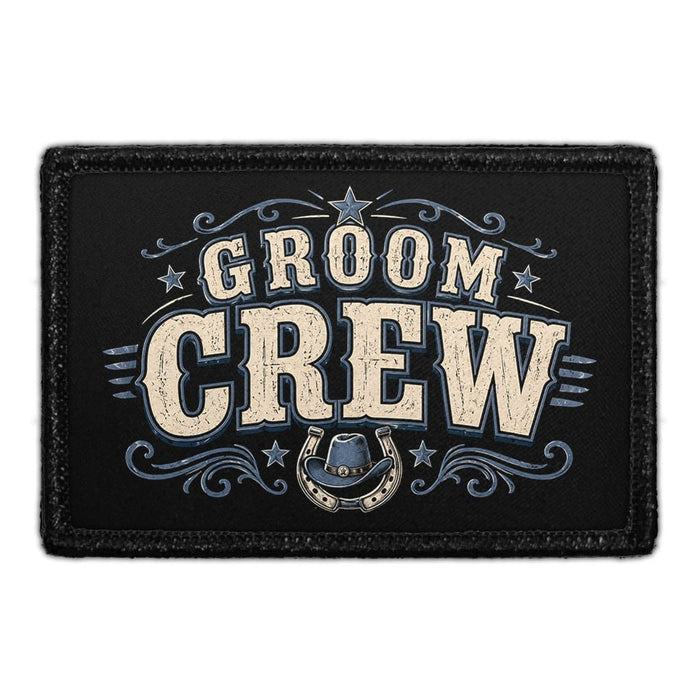 Groom Crew - Western  - Meta Data - Crop Image Text - - Removable Patch - Pull Patch - Removable Patches For Authentic Flexfit and Snapback Hats