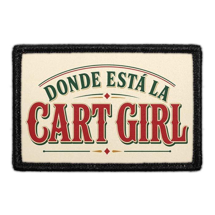 Dónde Está La Cart Girl  - Meta Data - Crop Image Text - - Removable Patch - Pull Patch - Removable Patches For Authentic Flexfit and Snapback Hats