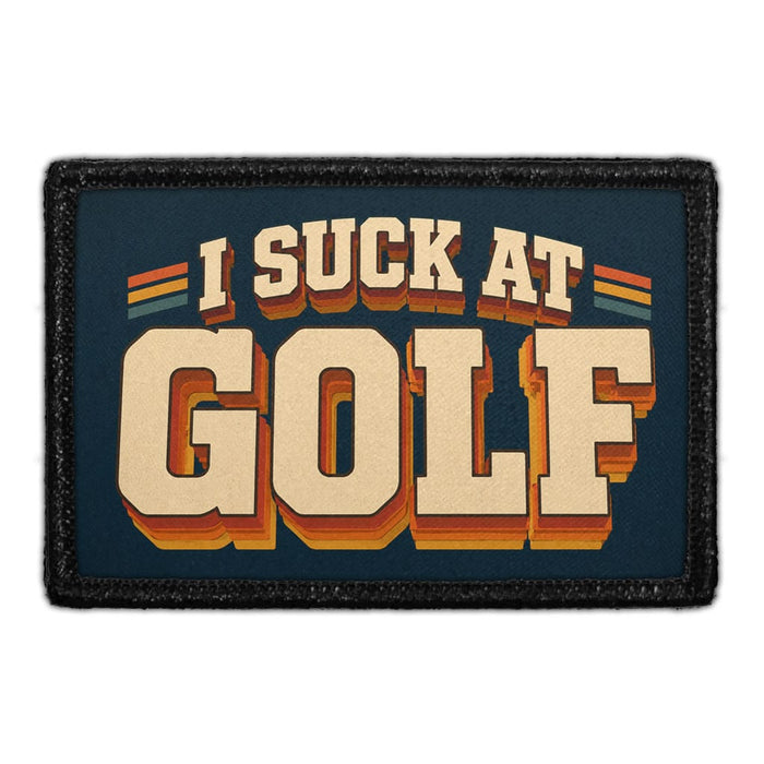 I Suck at Golf  - Meta Data - Crop Image Text - - Removable Patch - Pull Patch - Removable Patches For Authentic Flexfit and Snapback Hats