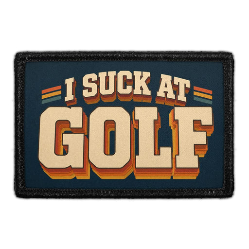 I Suck at Golf  - Meta Data - Crop Image Text - - Removable Patch - Pull Patch - Removable Patches For Authentic Flexfit and Snapback Hats
