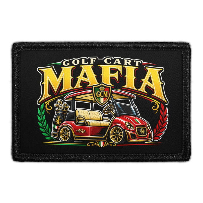 Golf Cart Mafia  - Meta Data - Crop Image Text - - Removable Patch - Pull Patch - Removable Patches For Authentic Flexfit and Snapback Hats

