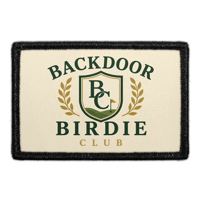 Backdoor Birdie Club  - Meta Data - Crop Image Text - - Removable Patch - Pull Patch - Removable Patches For Authentic Flexfit and Snapback Hats