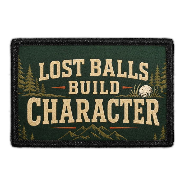 Lost Balls Build Character  - Meta Data - Crop Image Text - - Removable Patch - Pull Patch - Removable Patches For Authentic Flexfit and Snapback Hats
