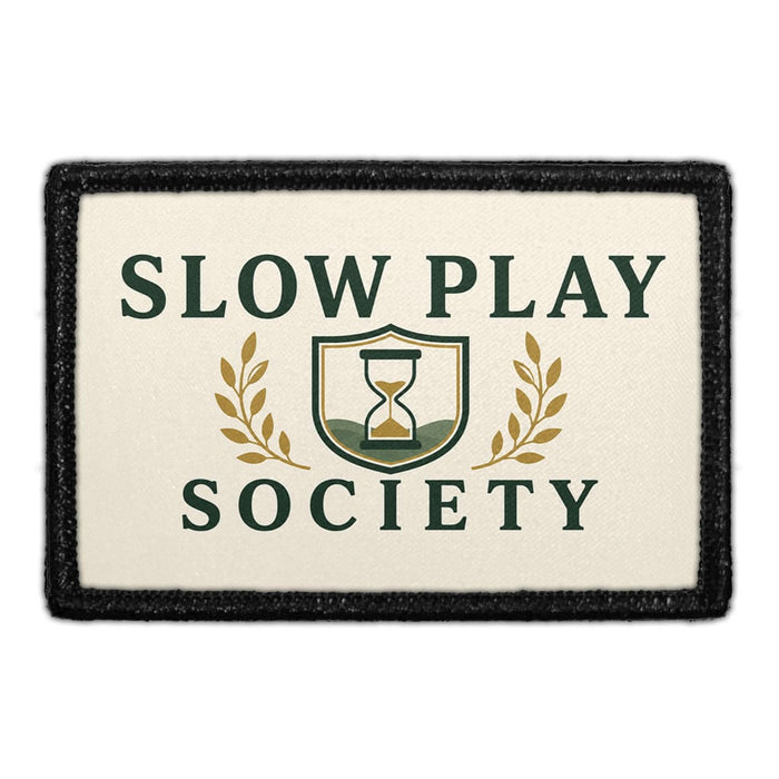 Slow Play Society   - Meta Data - Crop Image Text - - Removable Patch - Pull Patch - Removable Patches For Authentic Flexfit and Snapback Hats
