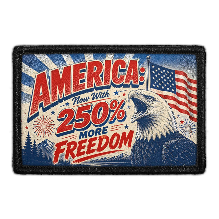 America Now With 250% More Freedom   - Meta Data - Crop Image Text - - Removable Patch - Pull Patch - Removable Patches For Authentic Flexfit and Snapback Hats
