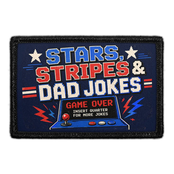 Stars, Stripes & Dad Jokes   - Meta Data - Crop Image Text - - Removable Patch - Pull Patch - Removable Patches For Authentic Flexfit and Snapback Hats
