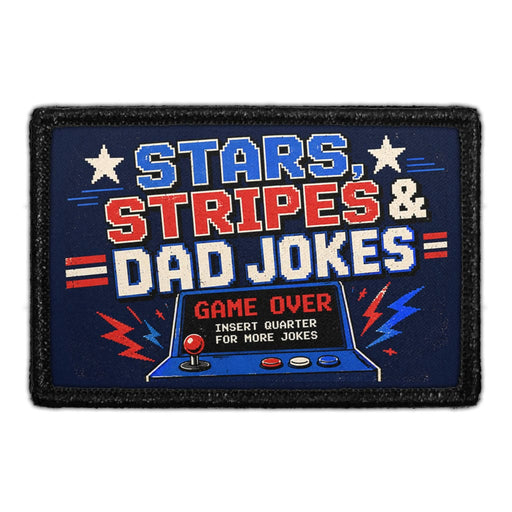 Stars, Stripes & Dad Jokes   - Meta Data - Crop Image Text - - Removable Patch - Pull Patch - Removable Patches For Authentic Flexfit and Snapback Hats
